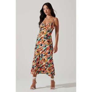 New ASTR The Label Mariela Abstract Satin Midi Dress Size M